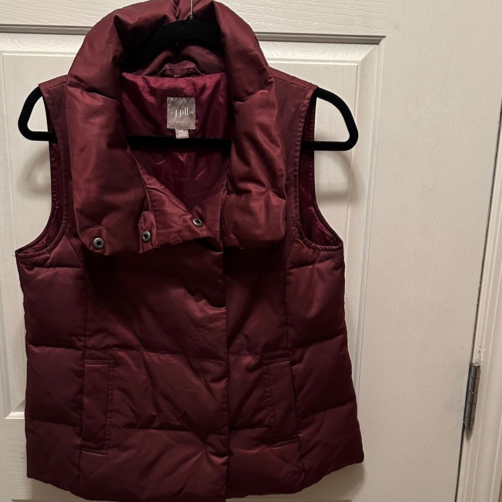 J. Jill Maroon Down Puffer Vest Size XS Petite